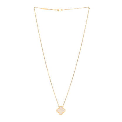 Van Cleef & Arpels 18K Yellow Gold Mother of Pearl Vintage Alhambra Pendant Necklace 3 of 6