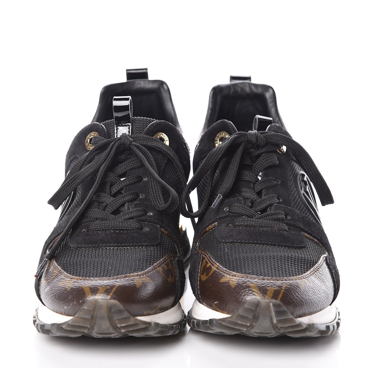 Suede Monogram Run Away Sneakers 36 Black