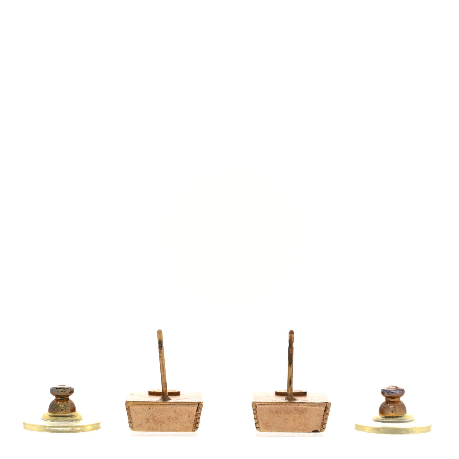 Chanel Metal Enamel CC Square Earrings Gold Black 3 of 5
