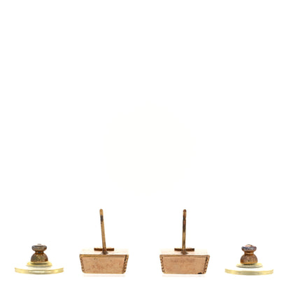 Chanel Metal Enamel CC Square Earrings Gold Black 3 of 5