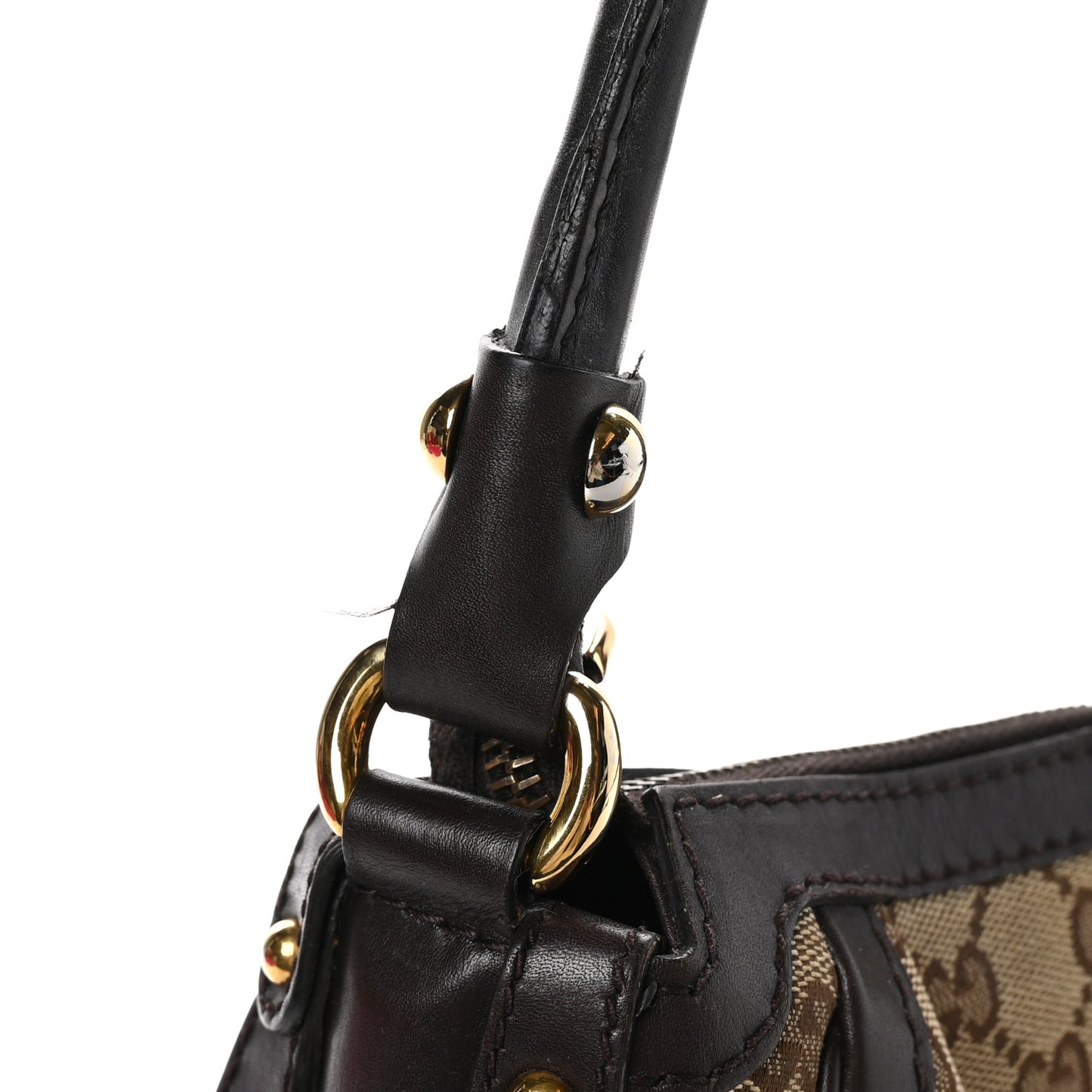 Monogram Small Scarlett Studded Interlocking G Hobo Dark Brown