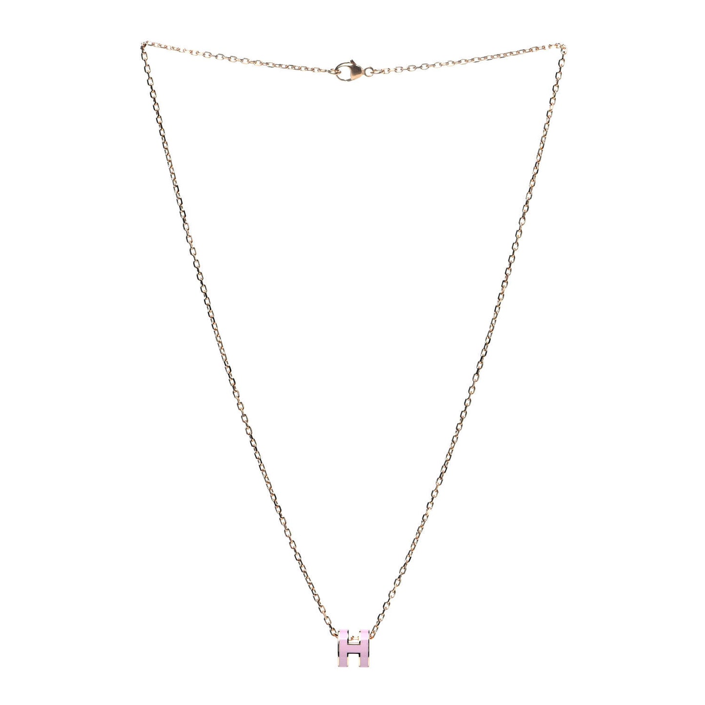 Lacquered Gold Mini Pop H Pendant Necklace Rose Dragee