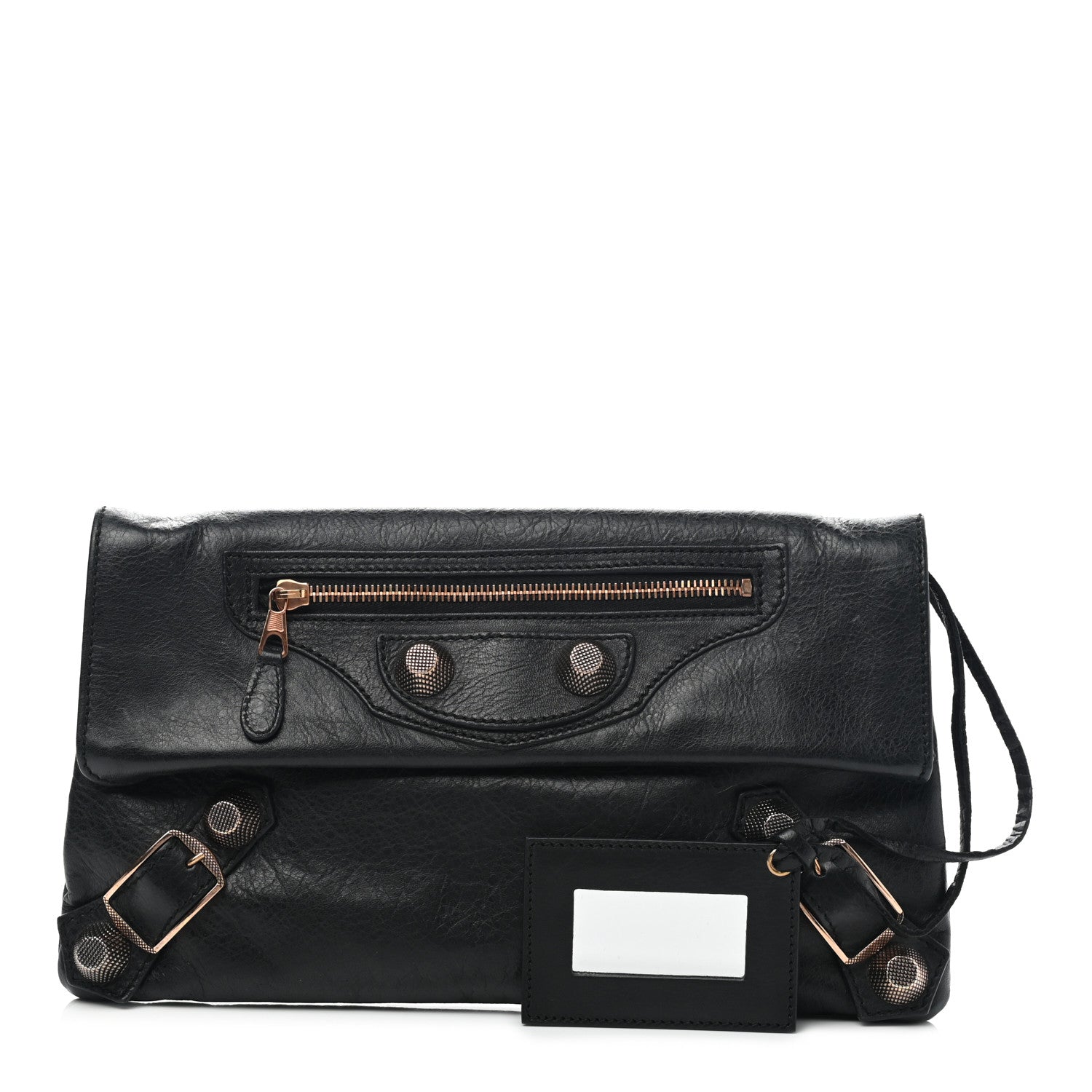 Balenciaga Agneau Giant 21 Rose Gold Hardware Envelope Clutch Black 1 of 12