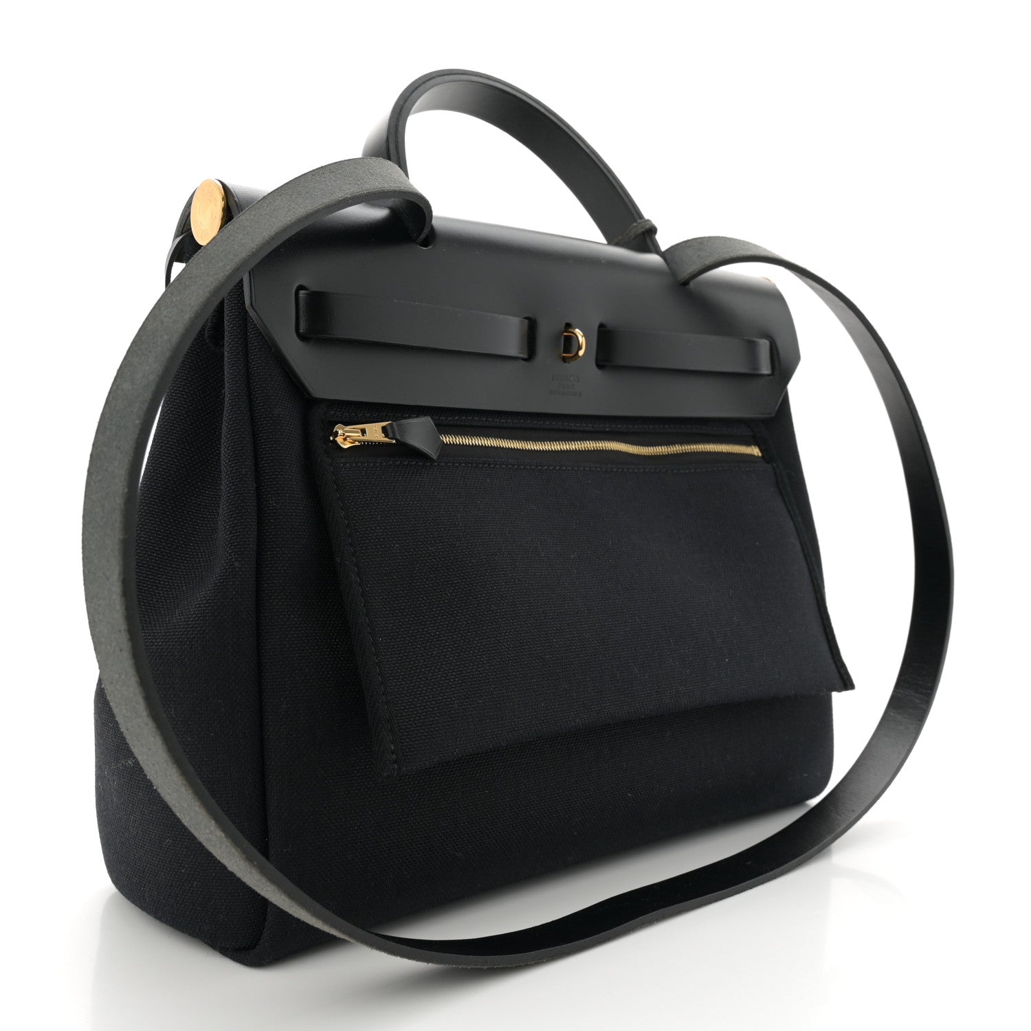 Hermes Military Toile Vache Hunter Herbag Zip Retourne 31 PM Black 4 of 13