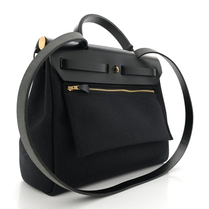 Hermes Military Toile Vache Hunter Herbag Zip Retourne 31 PM Black 4 of 13