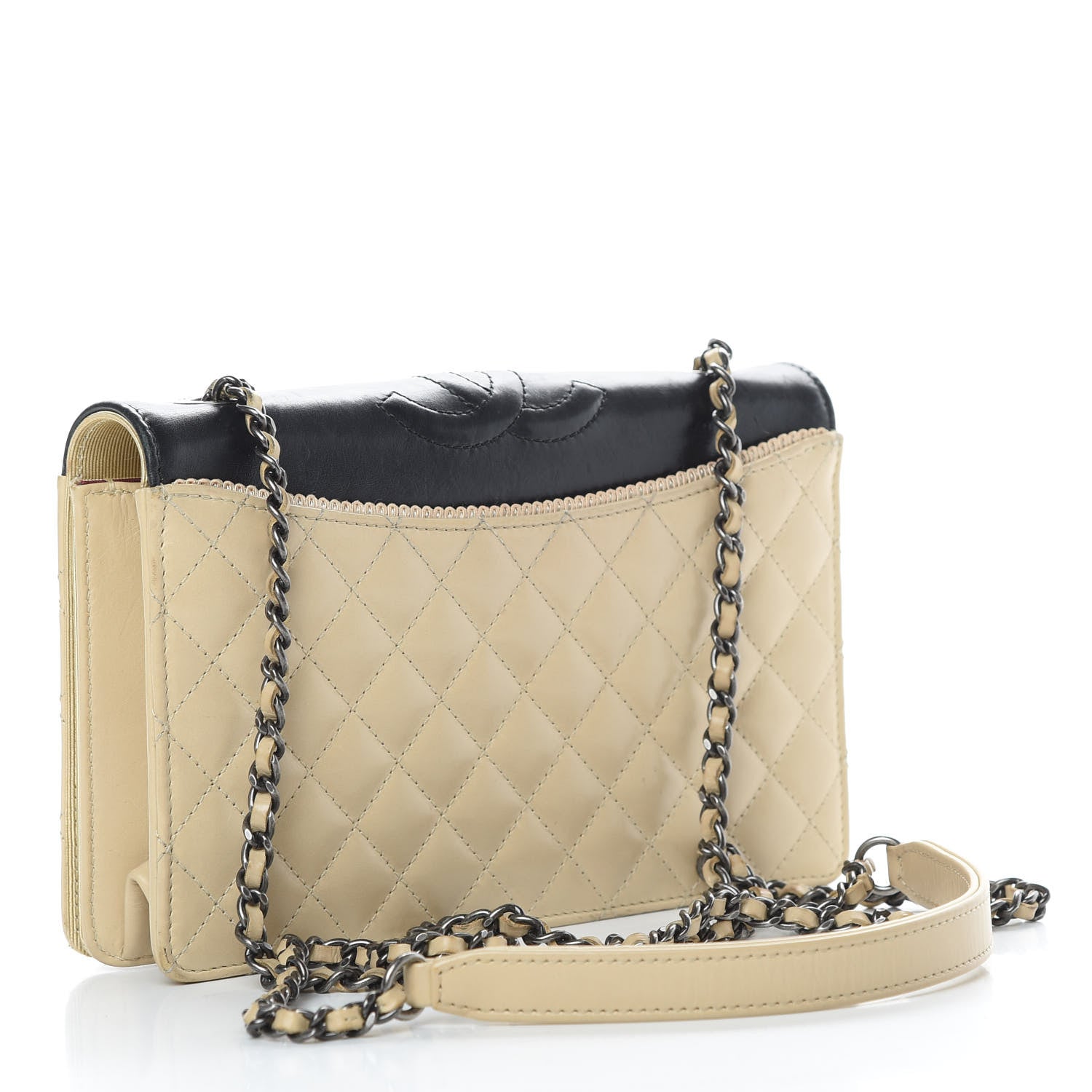 Chanel Calfskin Quilted Small Ballerine Flap Beige Black 3 of 16