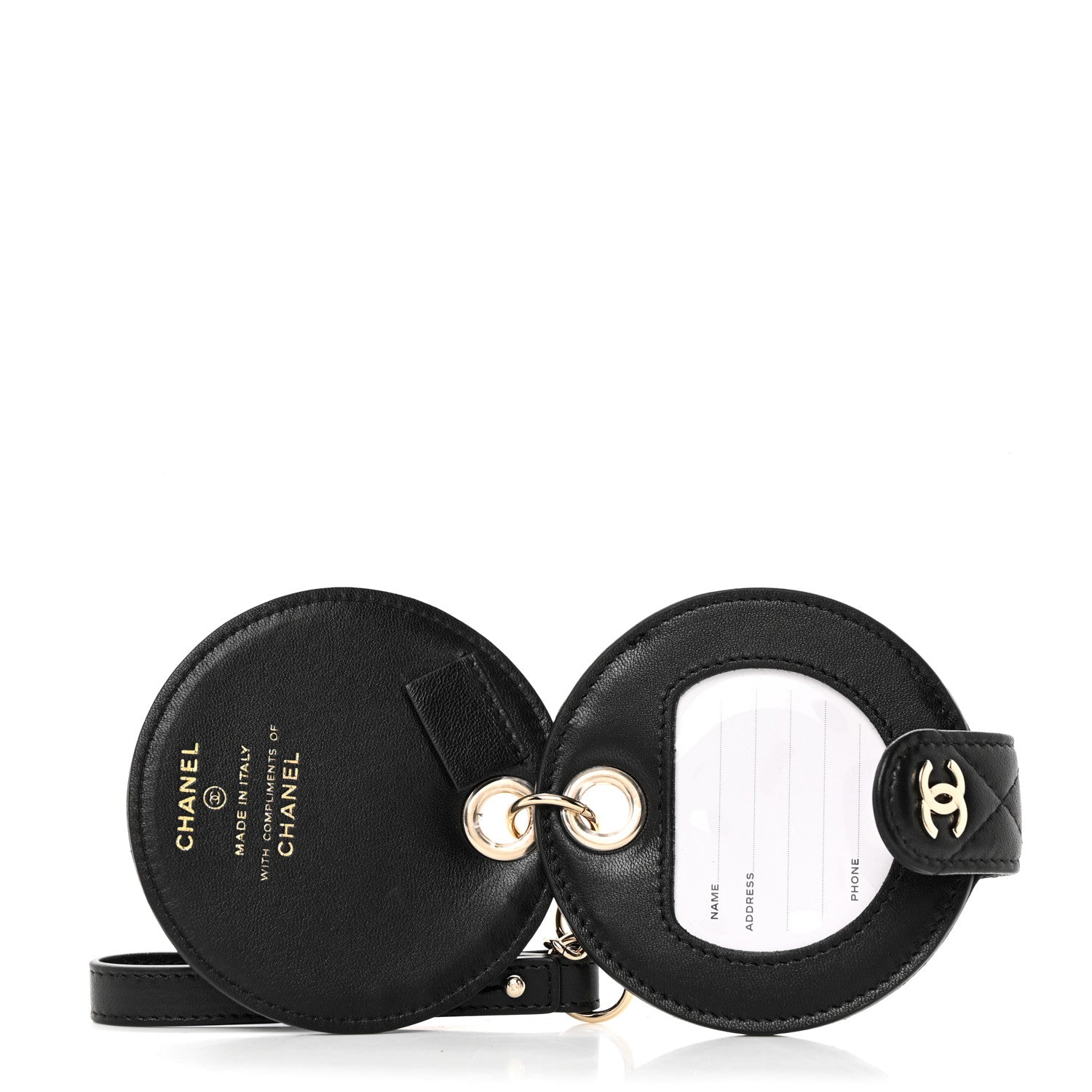 Chanel Lambskin Quilted Round Luggage Tag Black 3 of 5