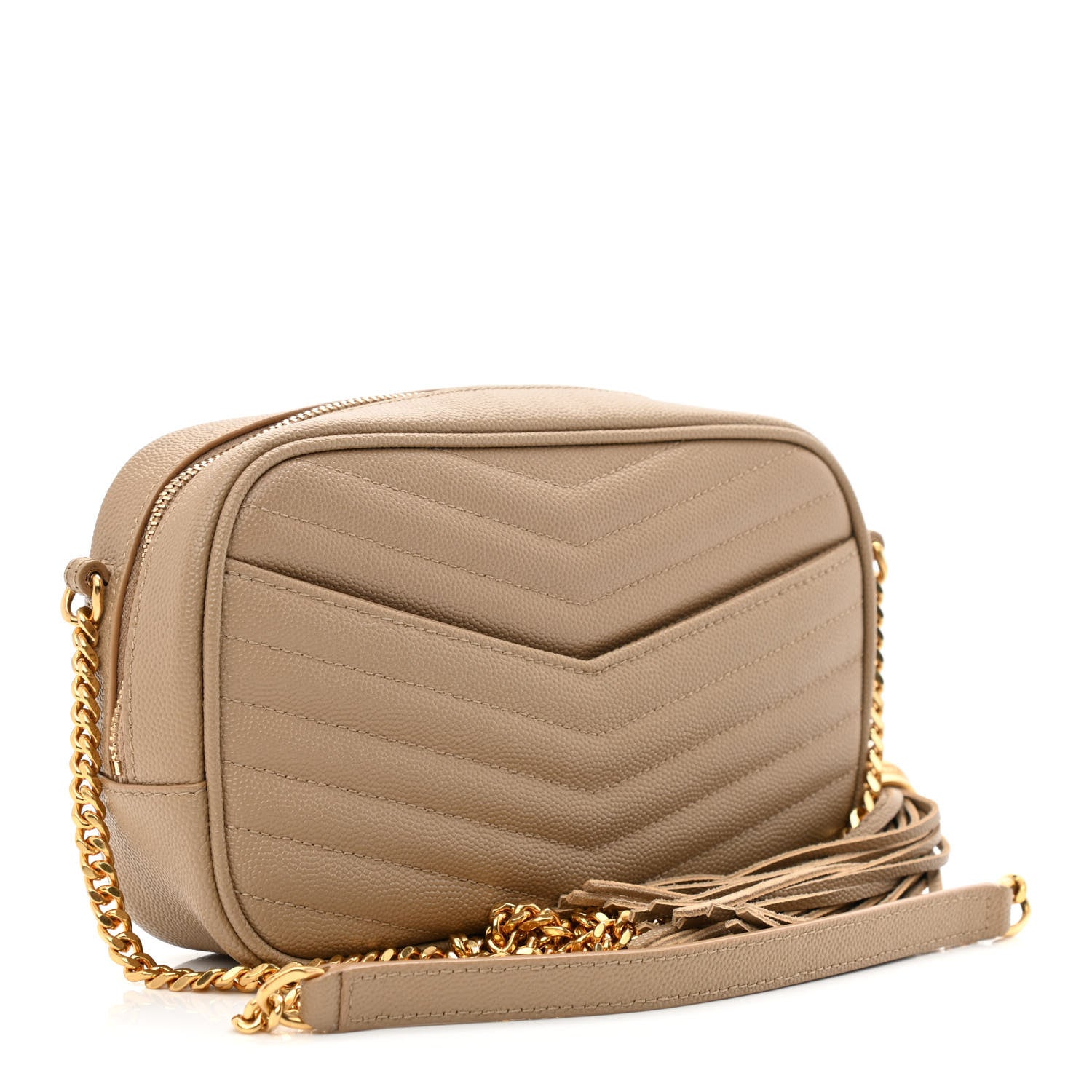 Saint Laurent Grain De Poudre Matelasse Monogram Mini Lou Camera Bag Dark Latte 3 of 10