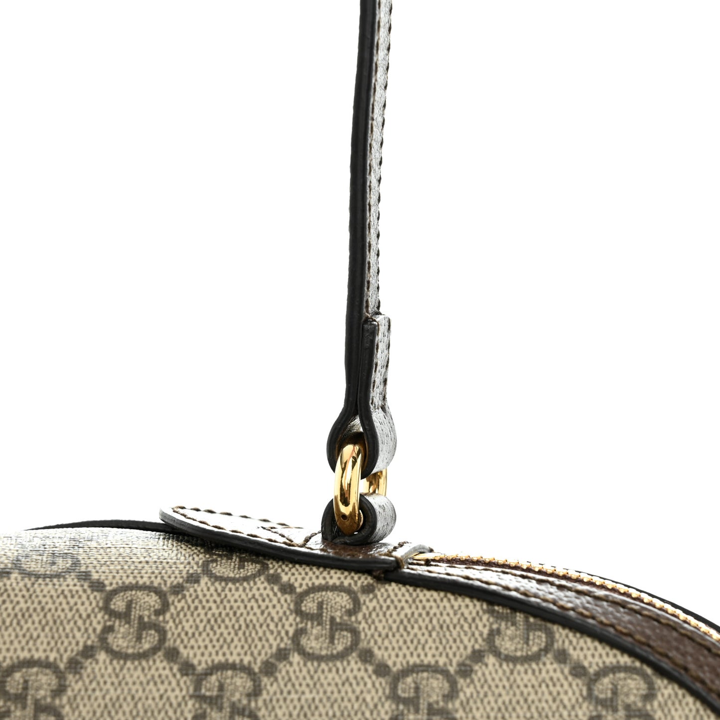 GG Supreme Monogram Textured Dollar Calfskin Web Small Ophidia Dome Shoulder Bag Beige Ebony New Acero