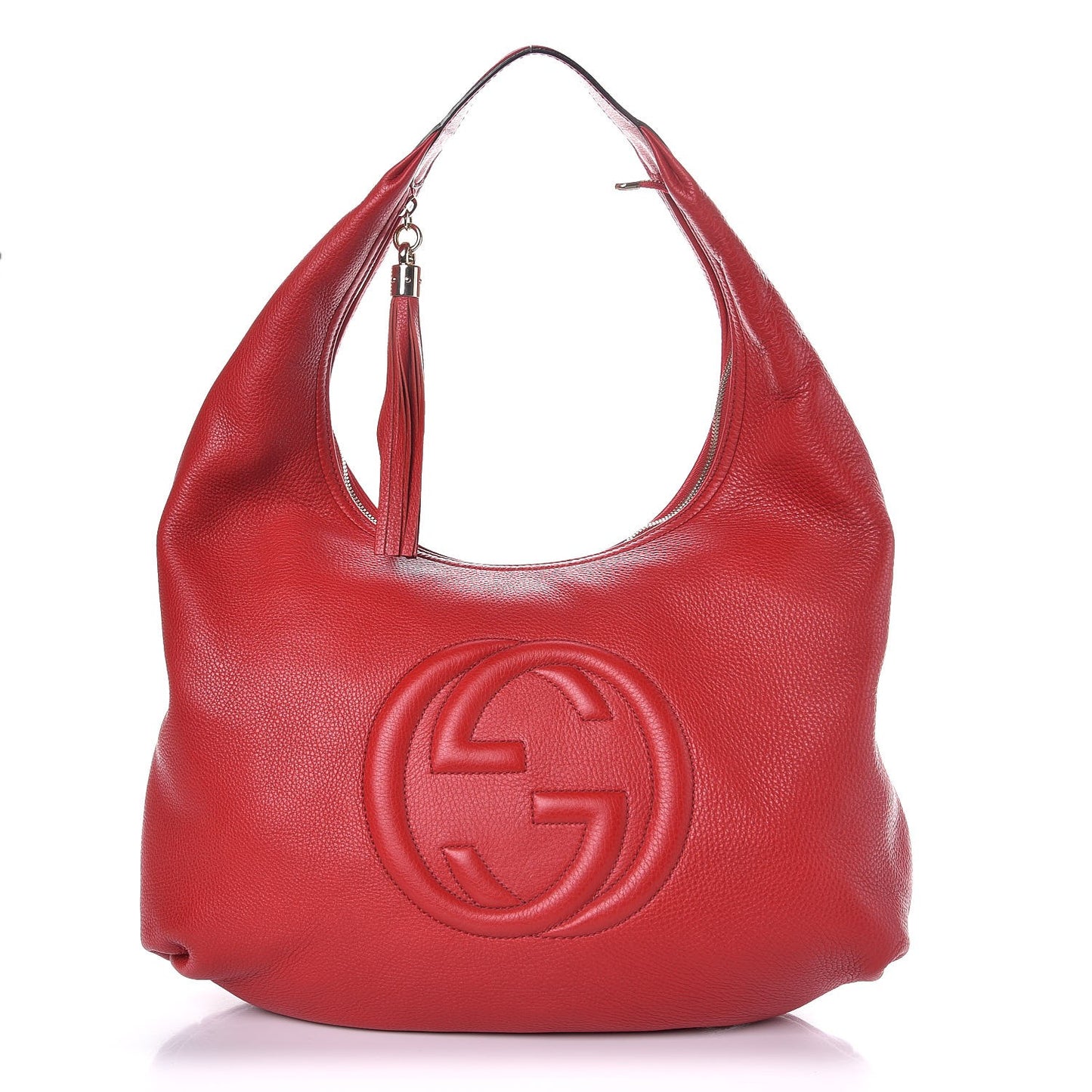 Pebbled Calfskin Large Soho Hobo Red