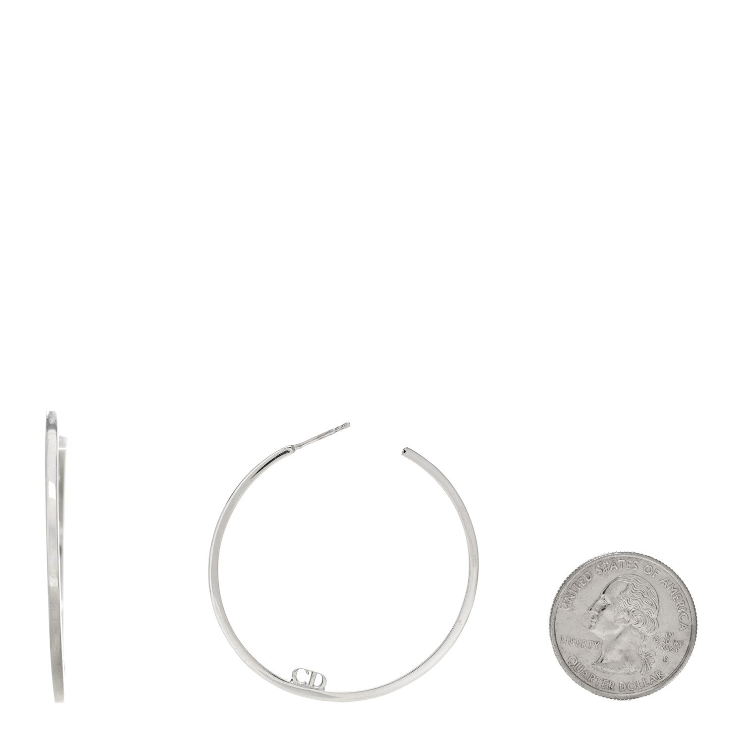 Christian Dior Sterling Silver CD Hoop Earrings 2 of 4