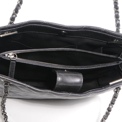 Chanel Iridescent Caviar Small Zip Shopping Tote Argent Dark Silver 6 of 8