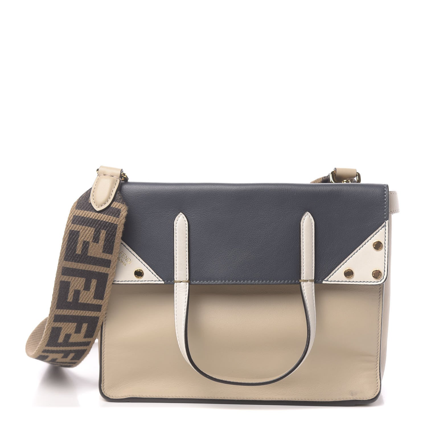 Fendi Vitello Grace FF 1974 Small Flip Tote Nuvola Notte Ice 1 of 16