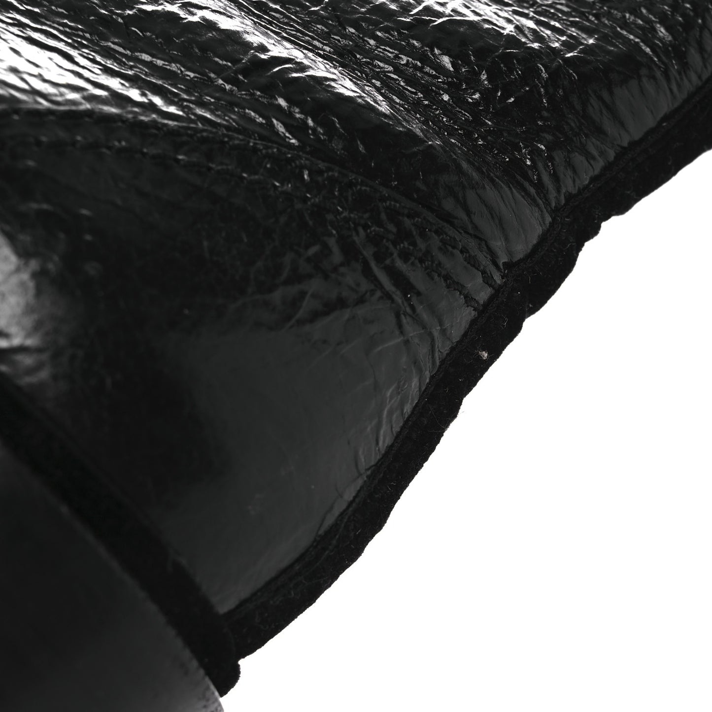 Shiny Calfskin Velvet Pearl Combat Short Boots 41 Black