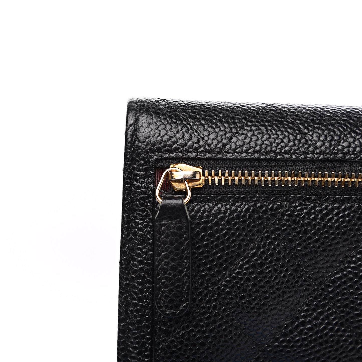 Caviar Quilted Compact Flap Wallet Black
