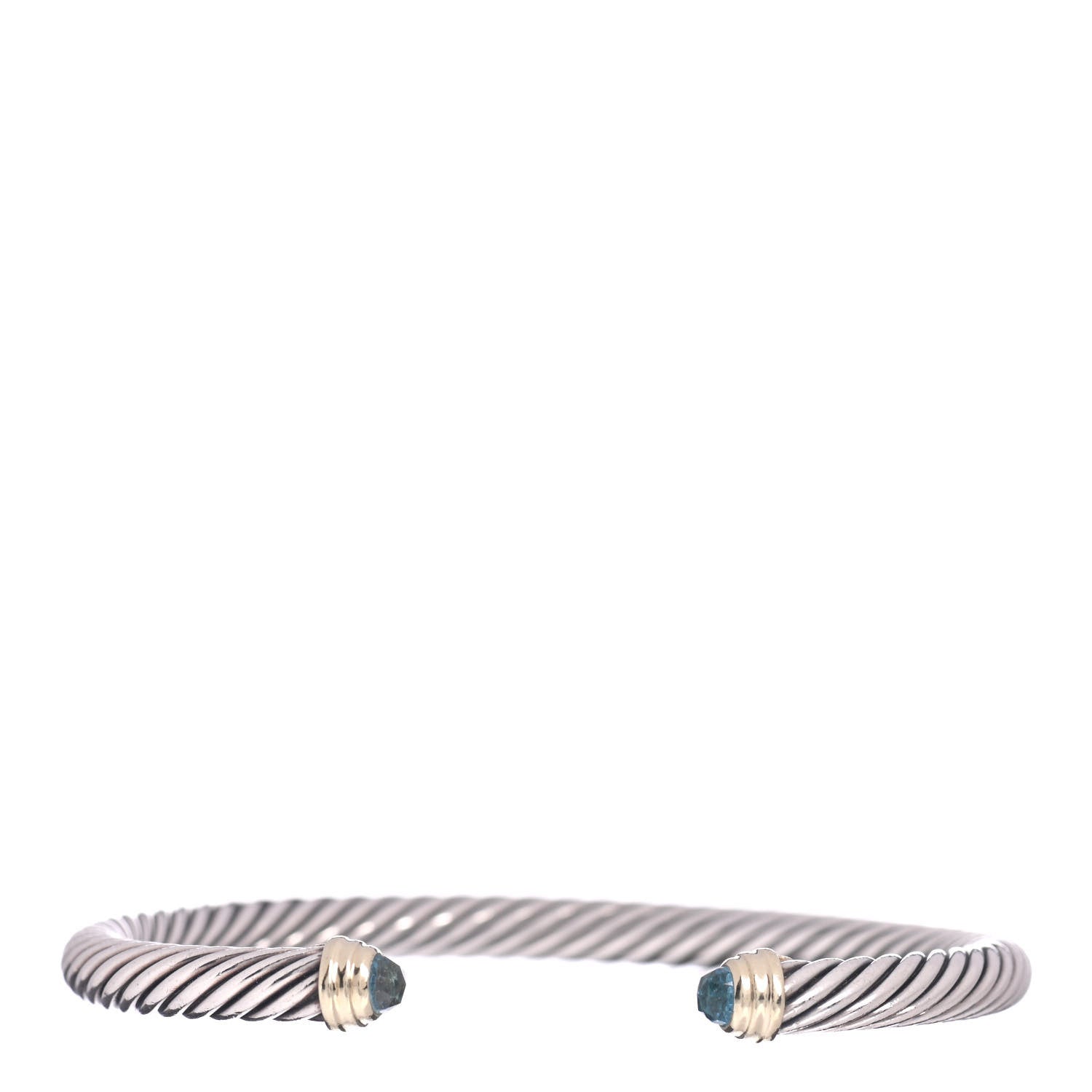 David Yurman Sterling Silver 14K Yellow Gold Blue Topaz 5mm Cable Classics Petite Color Bracelet 1 of 4