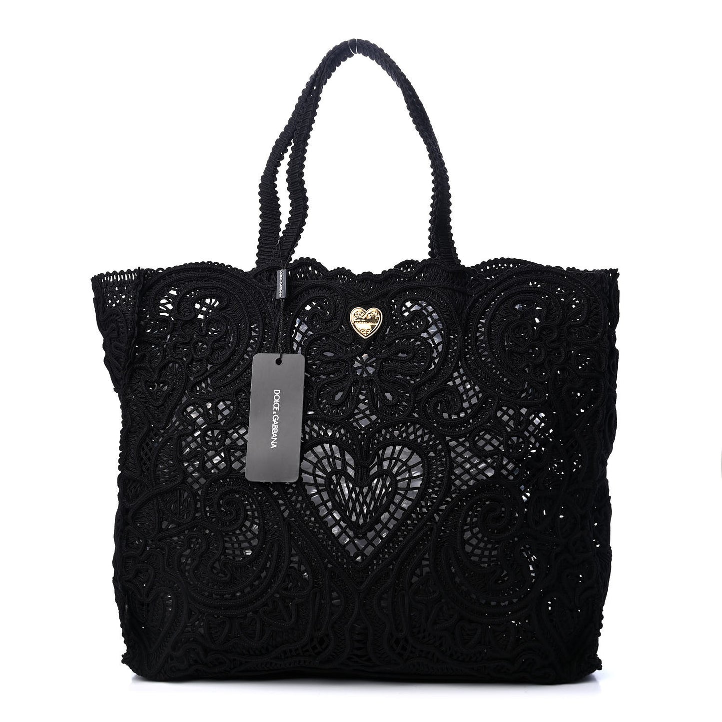 Cordonetto Lace Large Beatrice Tote Black