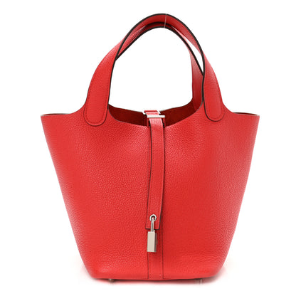 Hermes Taurillon Clemence Picotin Lock 18 PM Rouge De Coeur 1 of 9