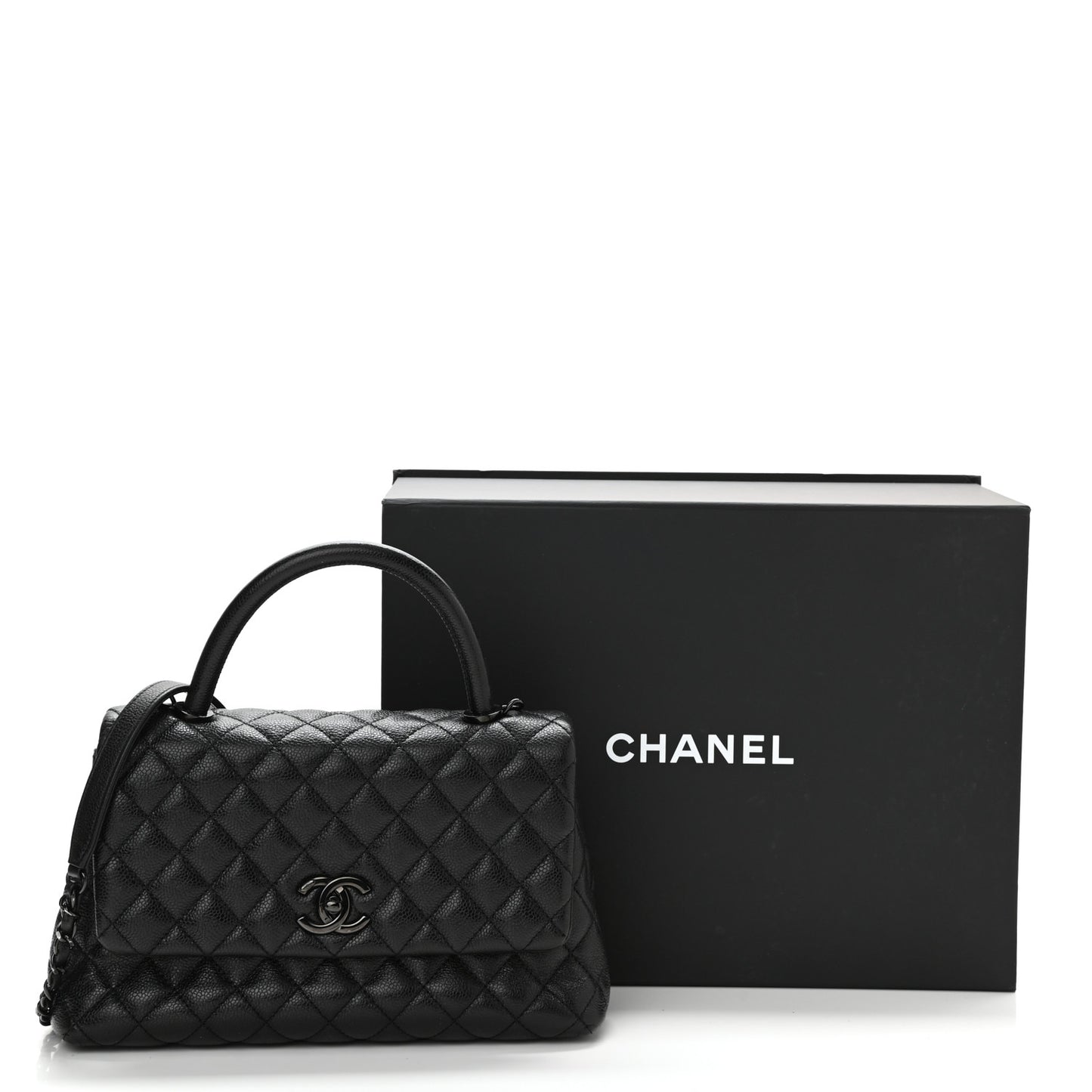 Caviar Quilted Small Coco Handle Flap So Black