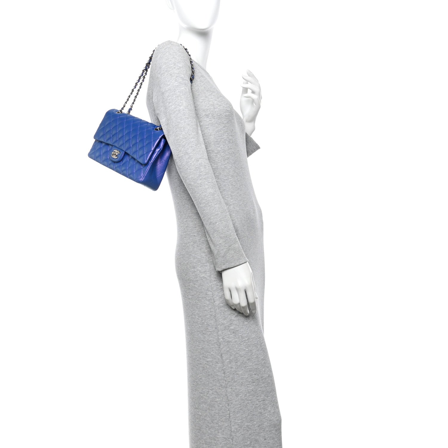 Chanel Iridescent Caviar Quilted Medium Double Flap Blue 2 of 10