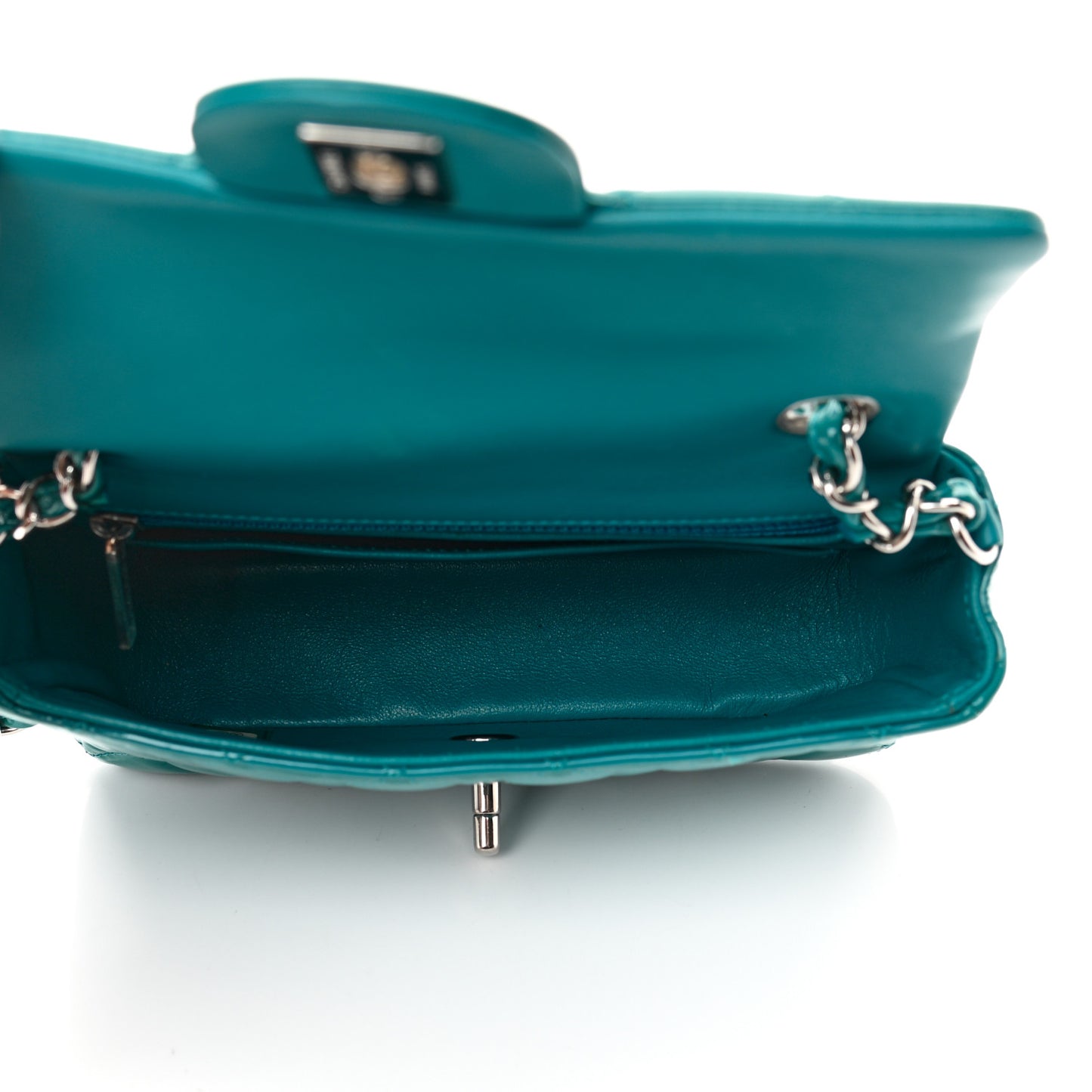 Patent Quilted Mini Rectangular Flap Turquoise