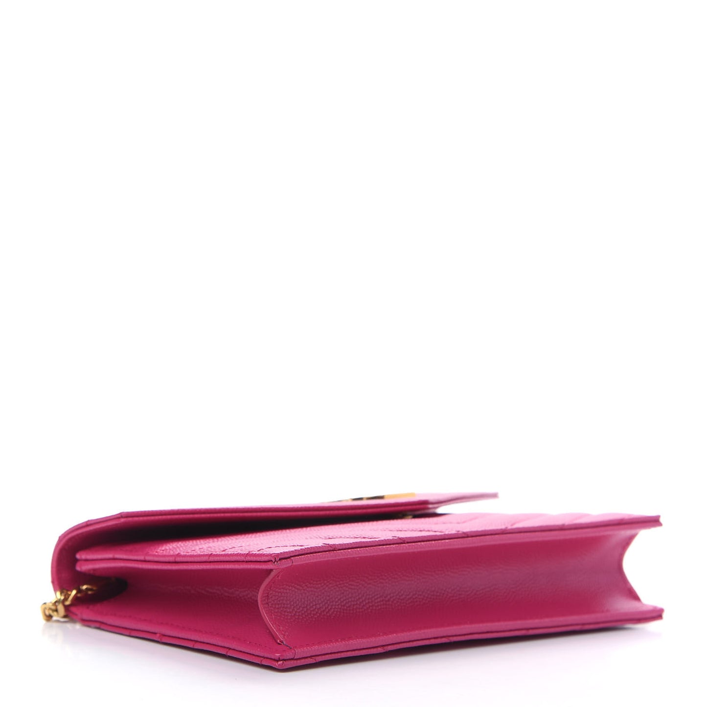 Grain De Poudre Matelasse Chevron Monogram Envelope Chain Wallet Fresh Fuchsia
