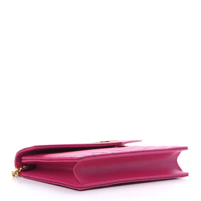Saint Laurent Grain De Poudre Matelasse Chevron Monogram Envelope Chain Wallet Fresh Fuchsia 4 of 9