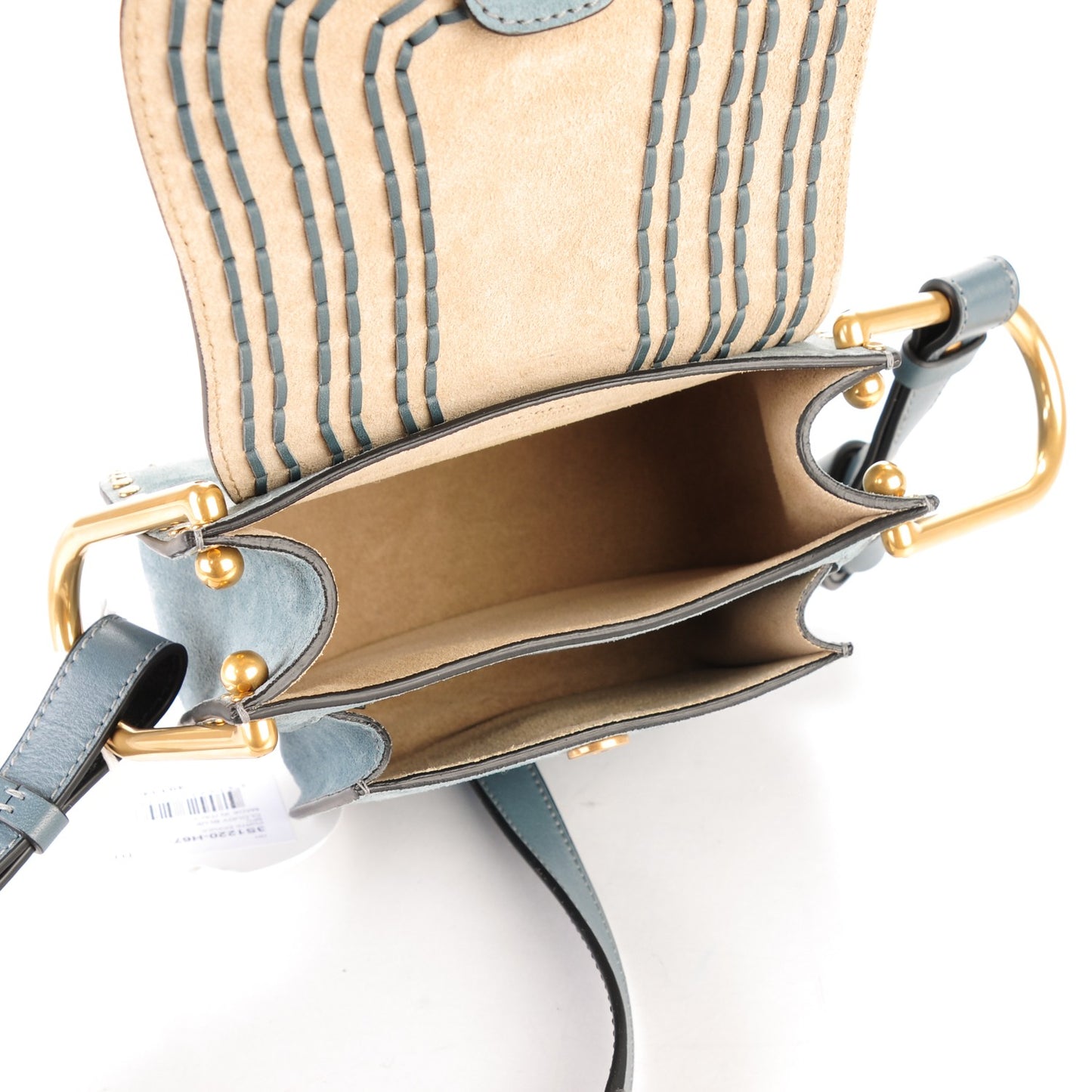 Suede Calfskin Braided Mini Hudson Shoulder Bag Cloudy Blue