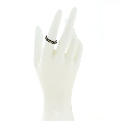 Gucci 18K Yellow Gold Synthetic Corundum Icon Ring 55 7.25 Black 2 of 7