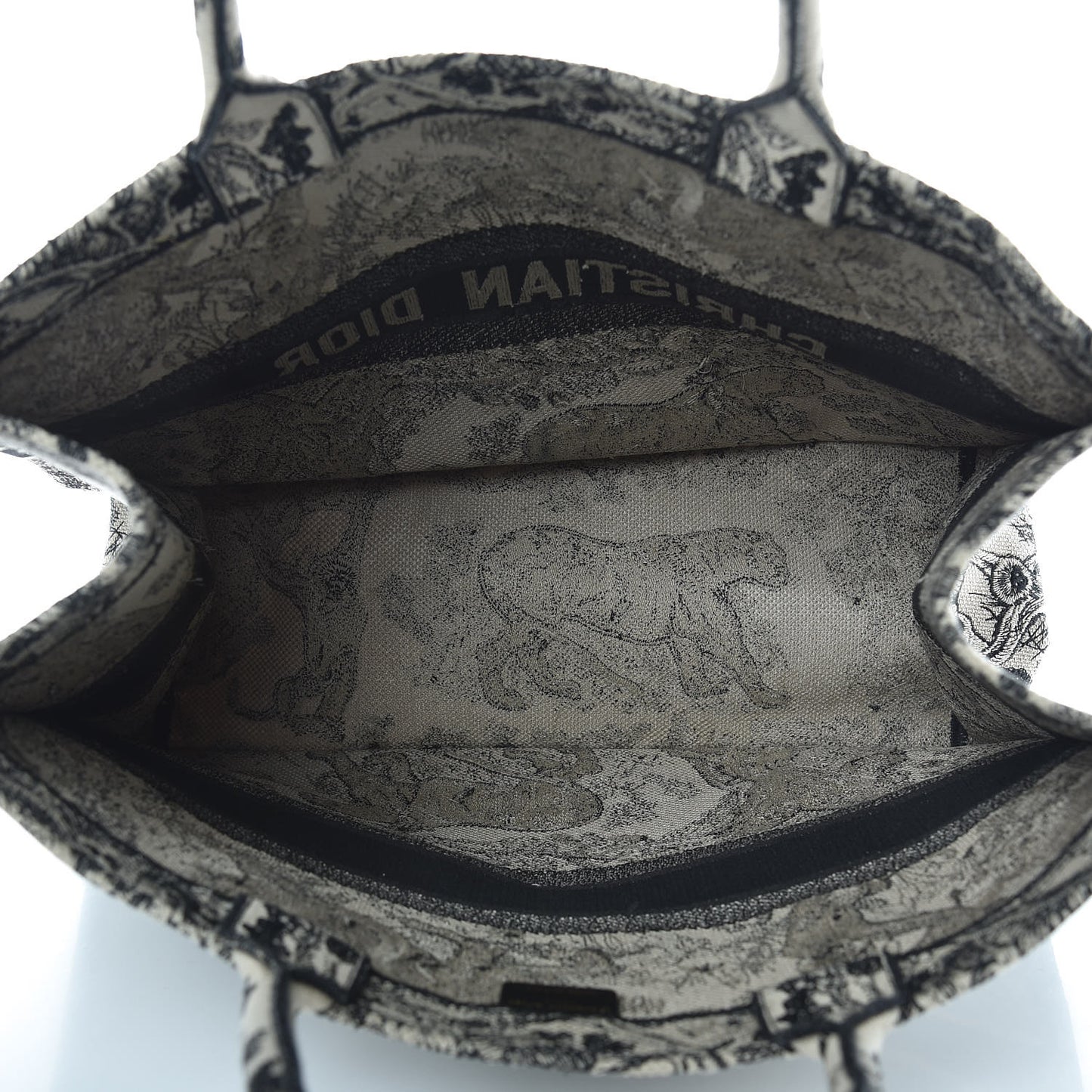 Canvas Embroidered Large Dioriviera Toile De Jouy Book Tote Black
