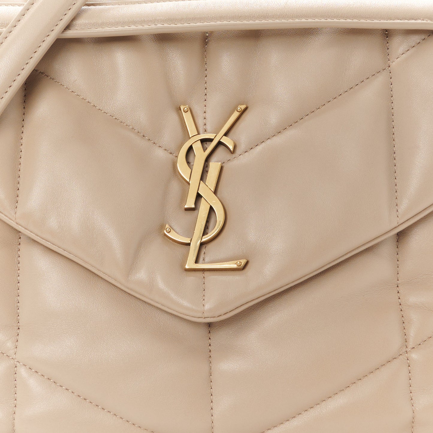 Lambskin Quilted Medium Loulou Puffer Monogram Chain Satchel Dark Beige