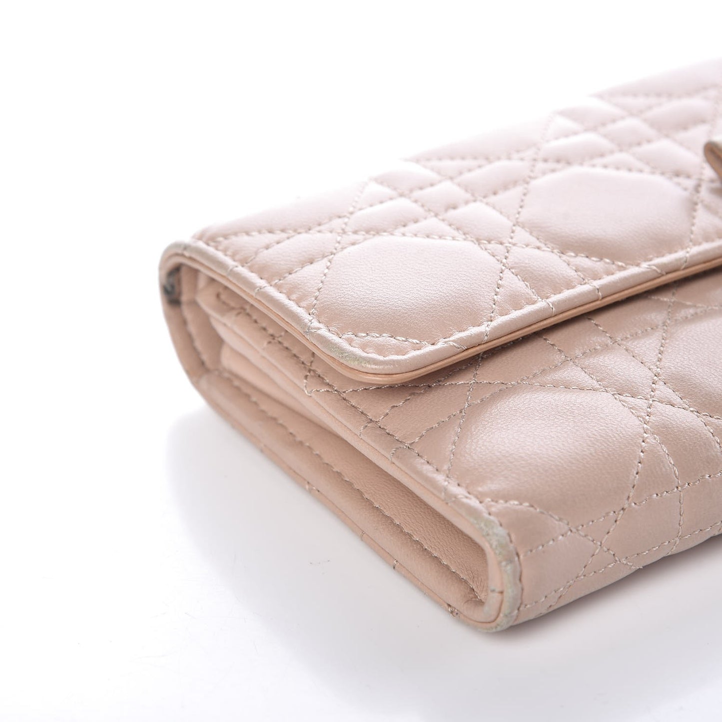 Lambskin Cannage Miss Dior Promenade Chain Wallet Beige