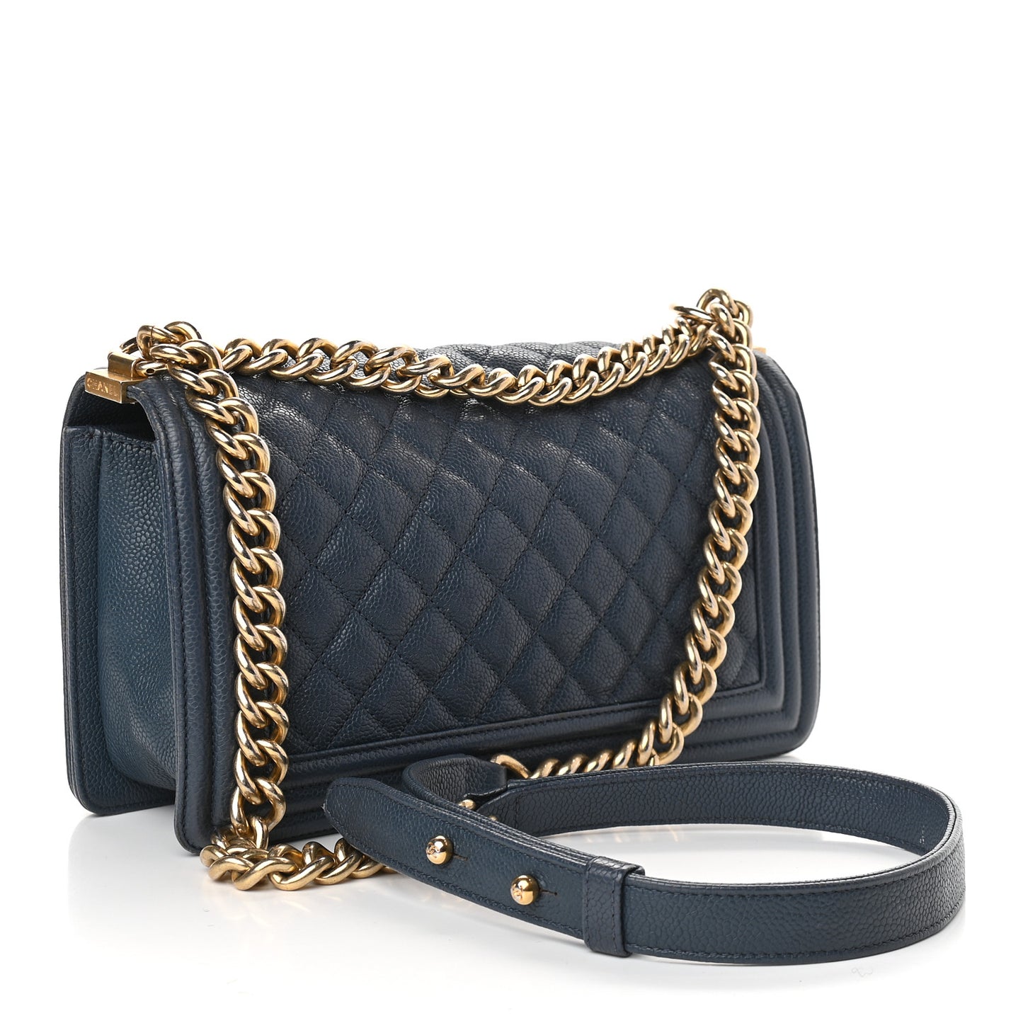 Caviar Quilted Medium Boy Flap Blue
