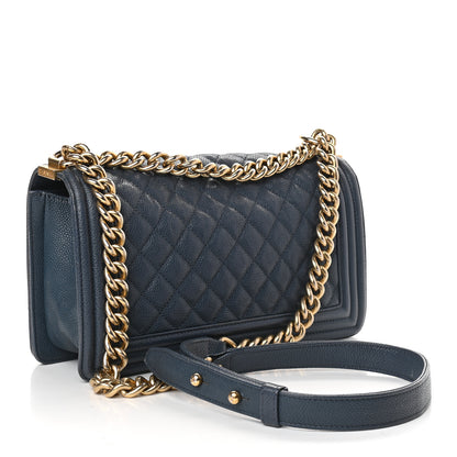 Chanel Caviar Quilted Medium Boy Flap Blue 2 of 9