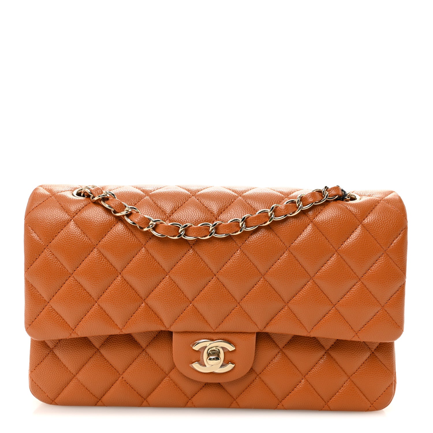 Chanel Caviar Quilted Medium Double Flap Light Brown 1 of 11