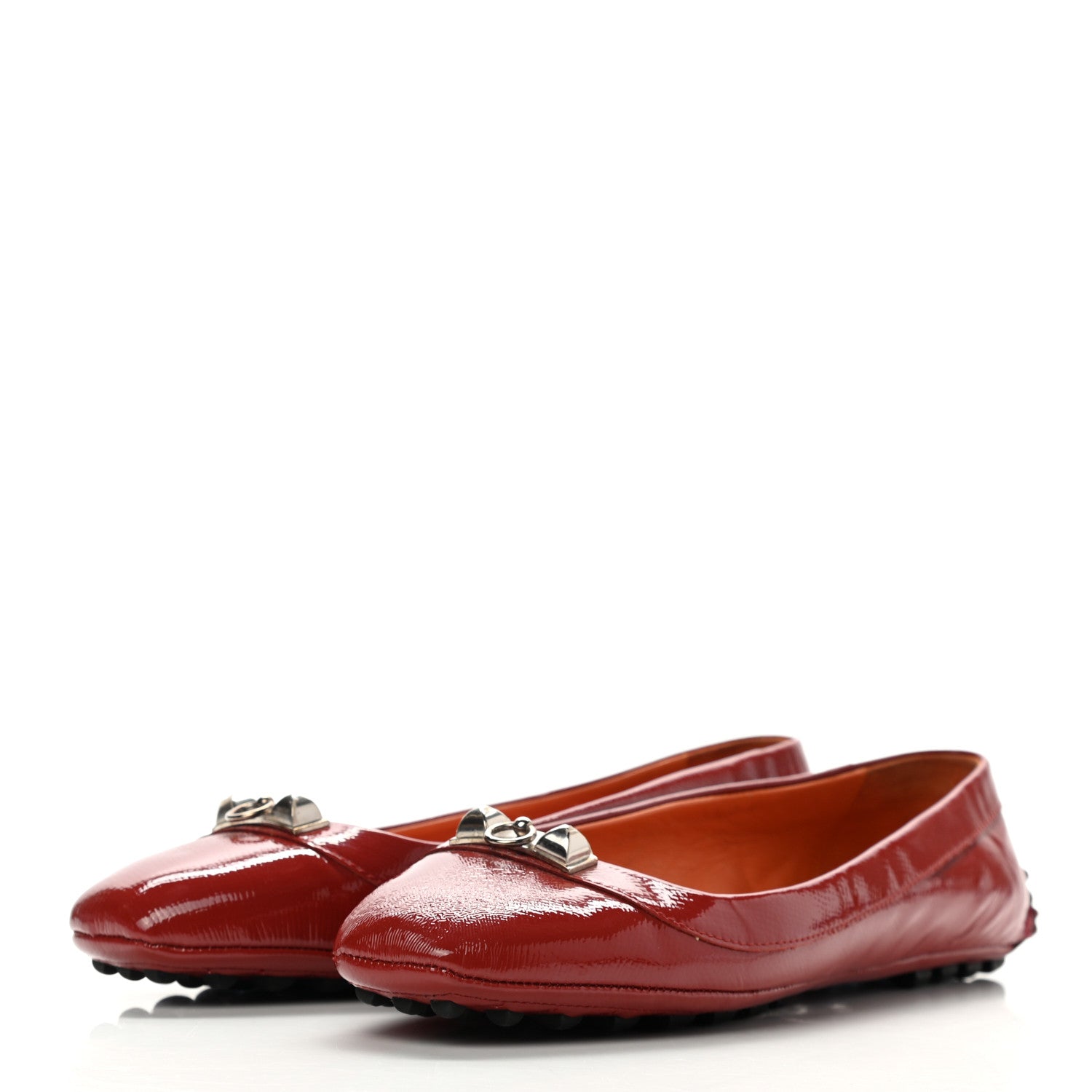 Hermes Patent Epsom Liberty Ballerina Flats 37.5 Cherry Tomato 3 of 9