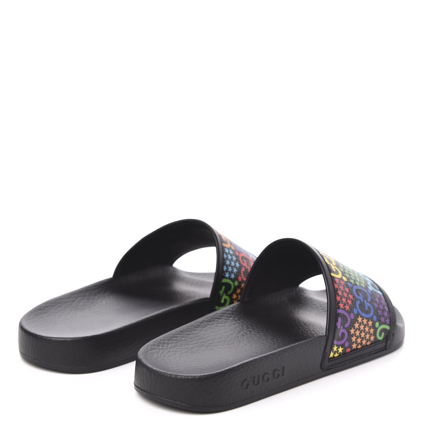 GG Supreme Monogram Psychedelic Mens Slide Sandals 8 Black Multicolor