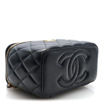 Chanel Lambskin Enamel Pearl Quilted Small Charm Me Vanity Case With Chain Black 4 of 10