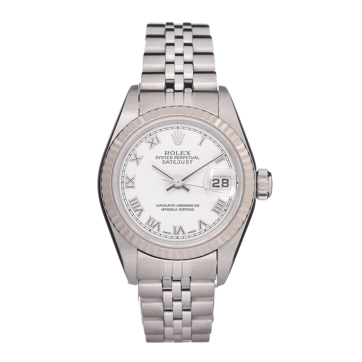 Stainless Steel 18K White Gold 26mm Oyster Perpetual Datejust Watch White Roman 79174