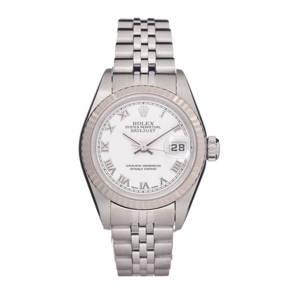 Rolex Stainless Steel 18K White Gold 26mm Oyster Perpetual Datejust Watch White Roman 79174 1 of 8