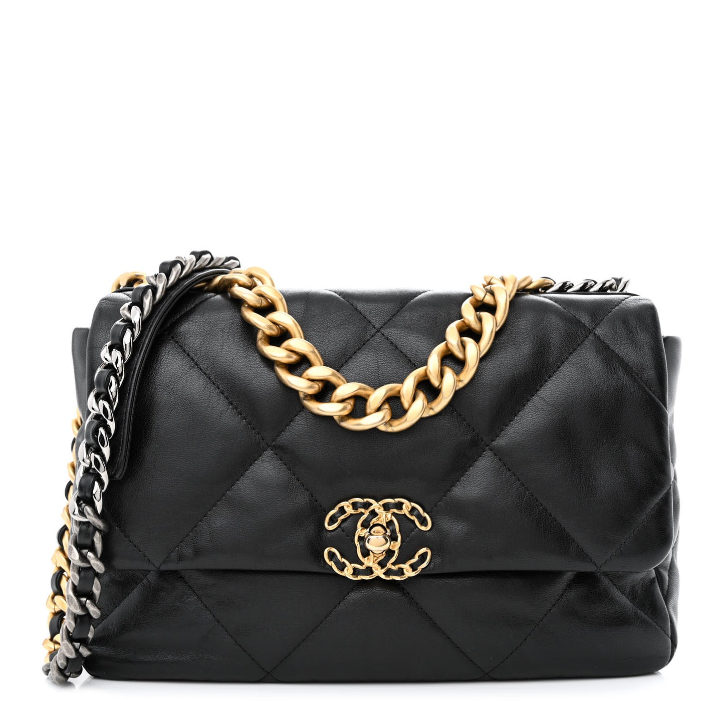 Lambskin Quilted Large Chanel 19 Flap Black