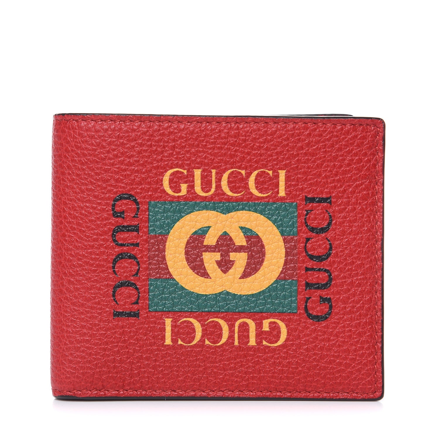 Calfskin Logo Bi-Fold Wallet Red
