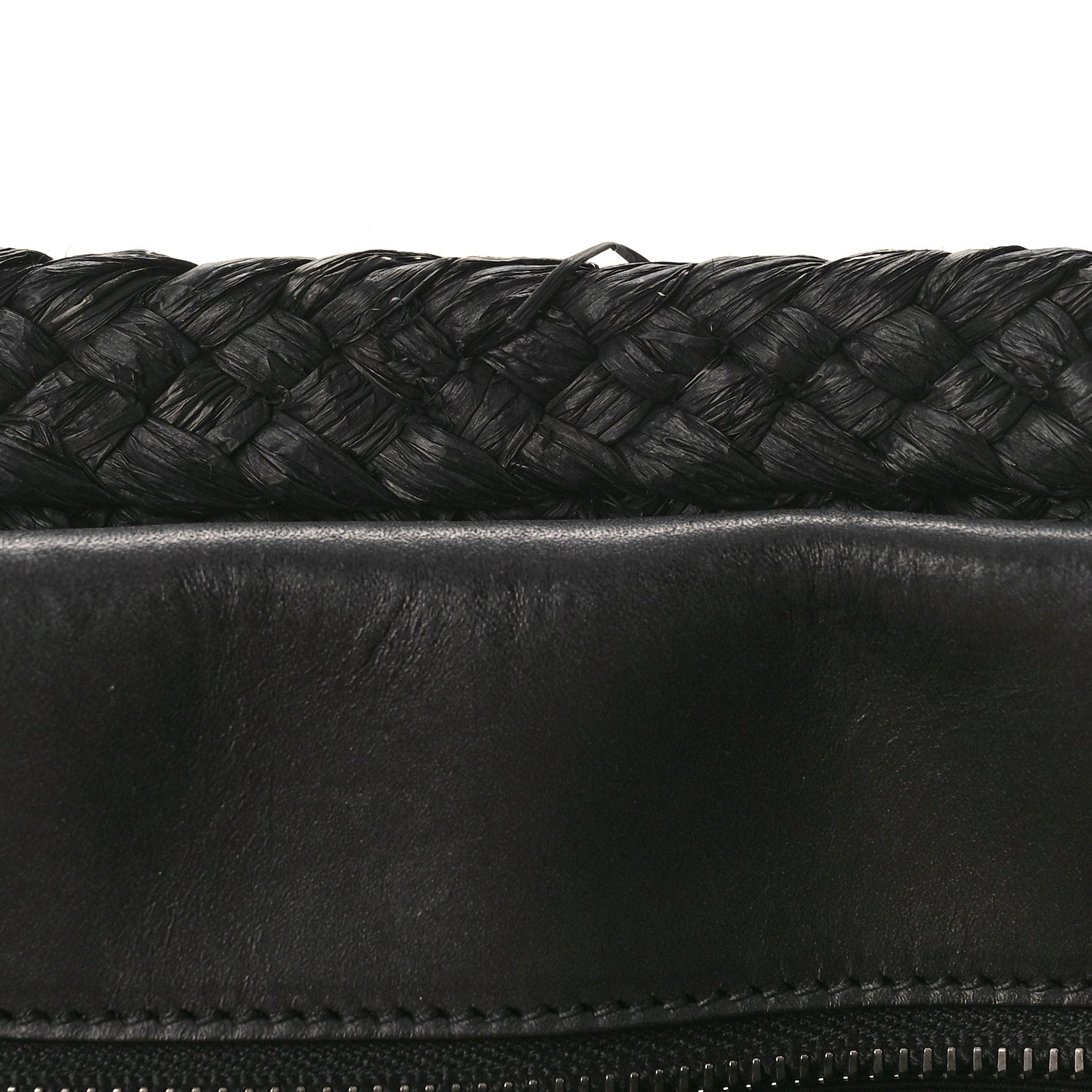 Saint Laurent Raffia Calfskin Celtic Buckle Medium Panier Tote Black 9 of 11