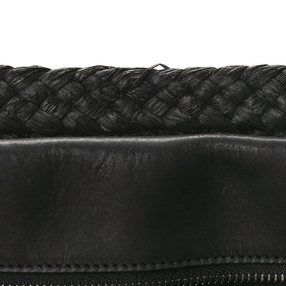 Saint Laurent Raffia Calfskin Celtic Buckle Medium Panier Tote Black 9 of 11