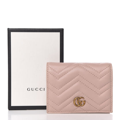 Gucci Calfskin Matelasse GG Marmont Card Case Wallet Perfect Pink 6 of 9