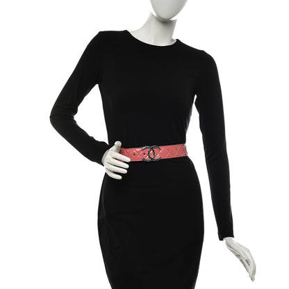 Chanel Patent Quilted CC Logo Wide Belt 80 32 Pink 2 of 7