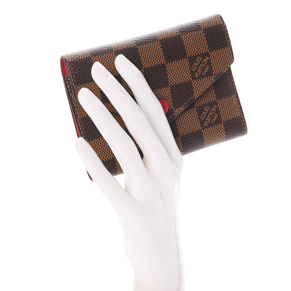 Louis Vuitton Damier Ebene Victorine Wallet Red 2 of 8