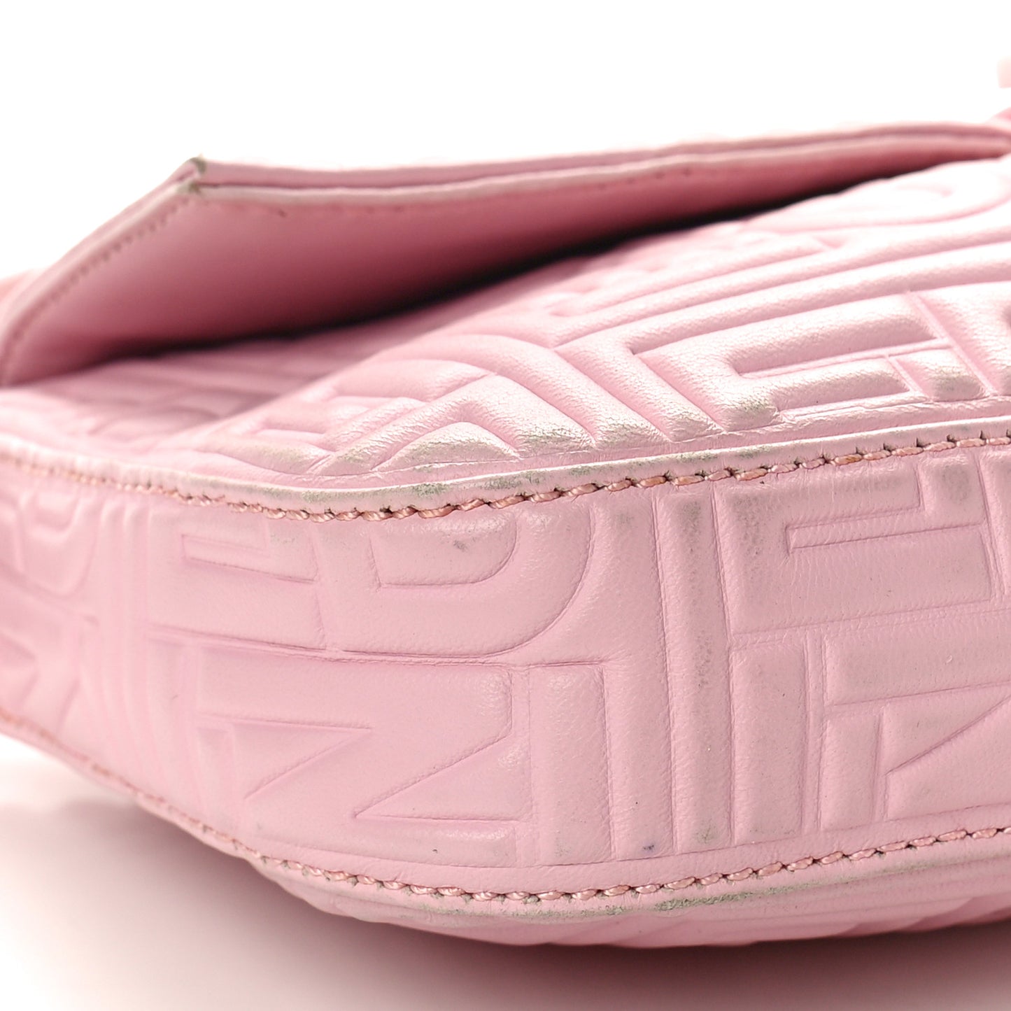 Nappa Logo Embossed Baguette Pink