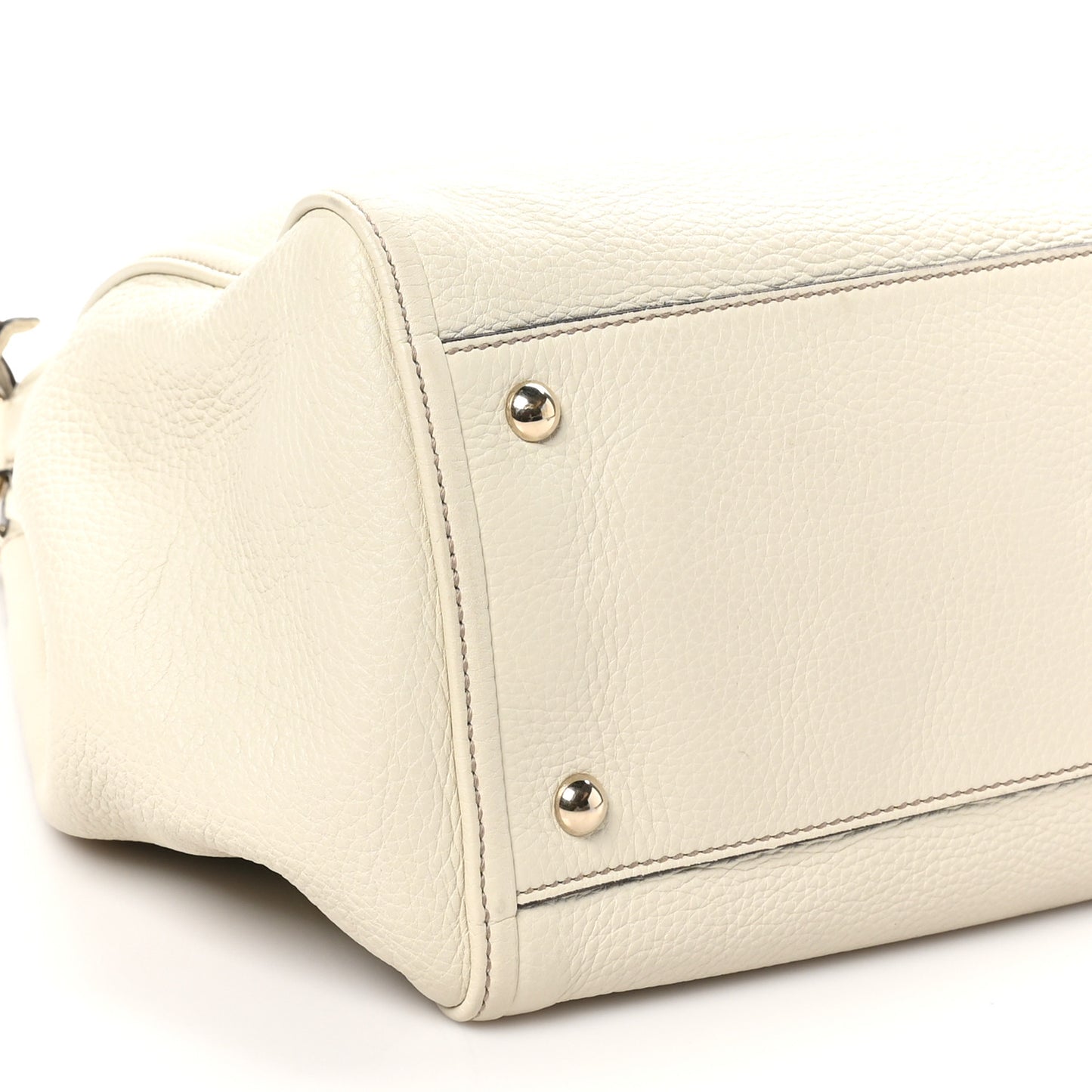 Pebbled Calfskin Medium Soho Shoulder Bag Off White