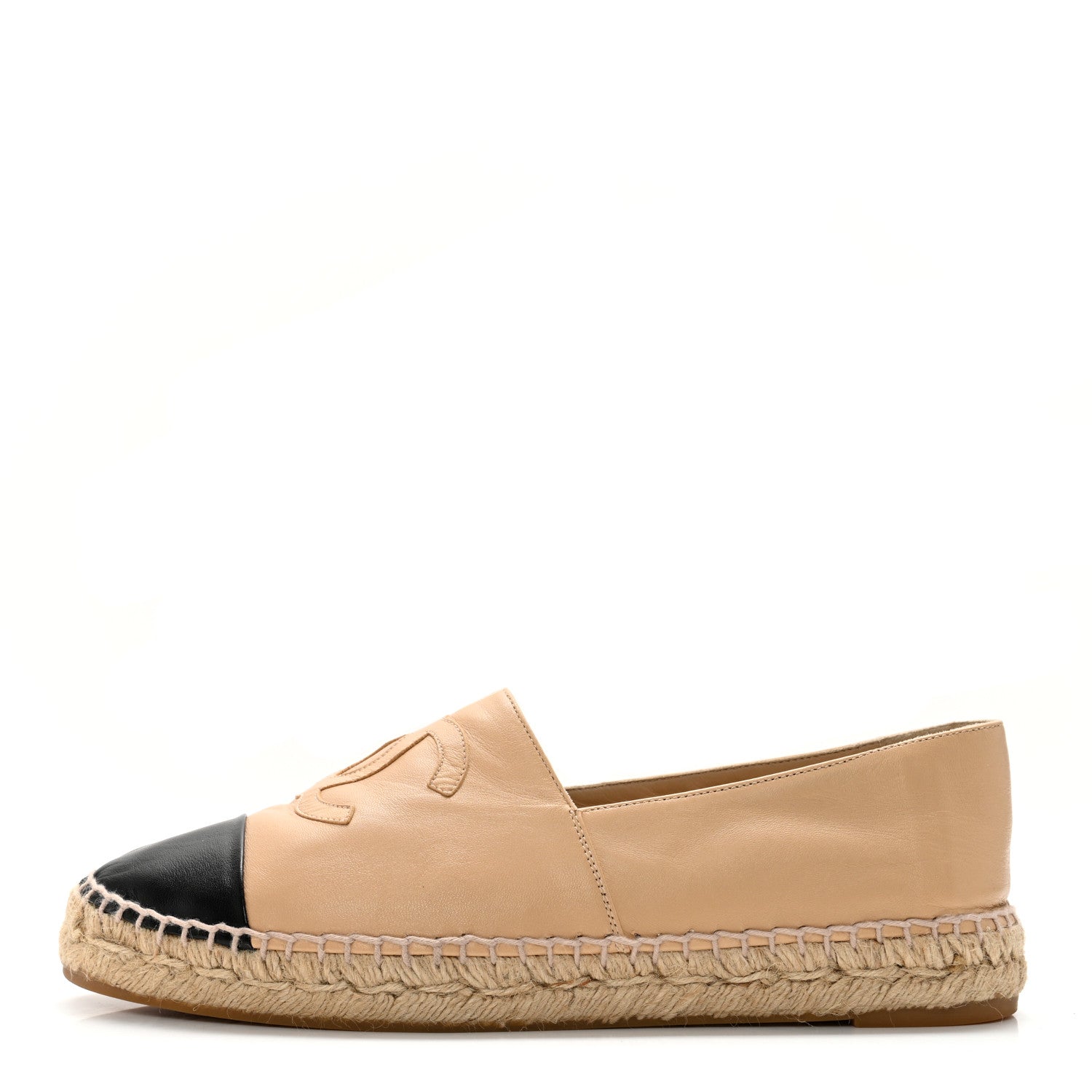 Chanel Lambskin CC Espadrilles 40 Beige Black 1 of 13